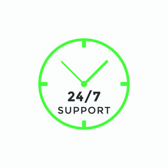 24 hours call center icon vector | 24/7 support icon sign button | call center symbol icon template colorful

