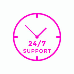 24 hours call center icon vector | 24/7 support icon sign button | call center symbol icon template colorful
