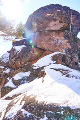 Rock de in the Krasnoyarsk pillars.