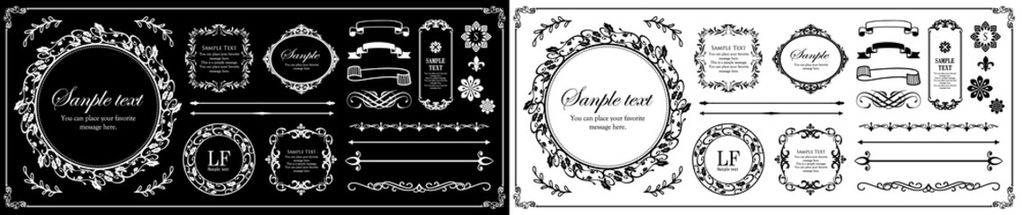 春の植物モチーフのフレームセット。ビンテージフラワー。装飾デザイン。流行りのあしらい