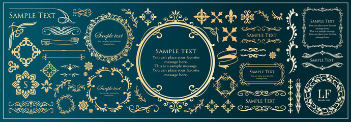 春の植物モチーフのフレームセット。ビンテージフラワー。装飾デザイン。流行りのあしらい