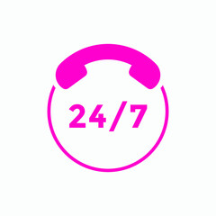 24 hours call center icon vector | 24/7 support icon sign button | call center symbol icon template colorful
