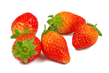 Fresh ripe strawberries isolated on white background