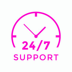 24 hours call center icon vector | 24/7 support icon sign button | call center symbol icon template colorful

