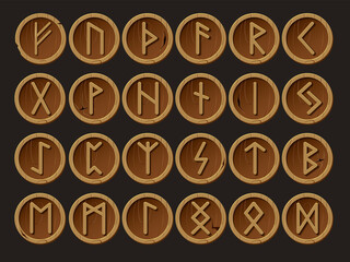 a set of runes displayed on the tree