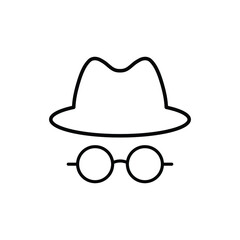 anonymous incognito icon. hacker icon on laptop.  man with a hat