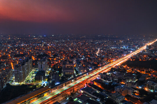 Fototapeta Bangalore Nightscape - Electronic City Elevated highway night view 
