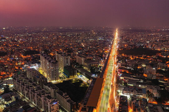 Fototapeta Bangalore Nightscape - Electronic City Elevated highway night view 