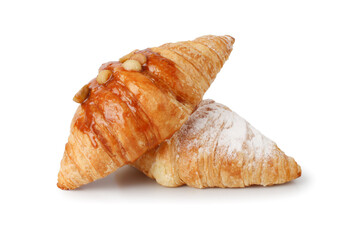 Fresh tasty croissant isolated on white background with clipping path, French pastry, Delicious.