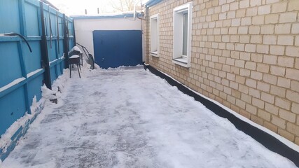 snow covered bridge in winter