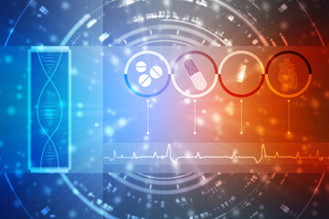 DNA structure, Genetics and medical science concept, Concept of biochemistry with Dna molecule on abstract medical background
