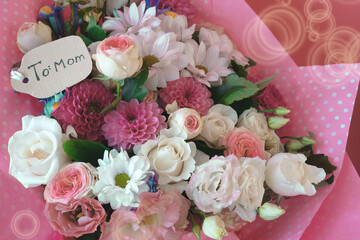 Beautiful spring bouquet of flowers. Congratulations to mom on her birthday or birthday