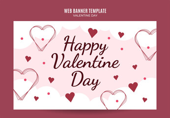 Happy Valentine day. Celebrated in February. Poster, web banner, space area and background