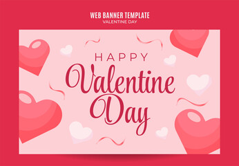 Happy Valentine day. Celebrated in February. Poster, web banner, space area and background