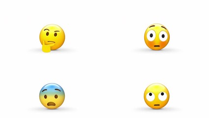 Set of Thinking Emoji Loop and transparent background in alpha 32bit ProRes - Powered by Adobe