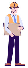 Fototapeta premium Architecture service representative semi flat RGB color vector illustration. Male architectural engineer isolated cartoon character on white background