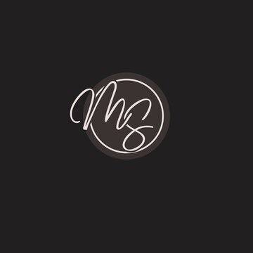 Initials MS logo monogram with simple circle line style