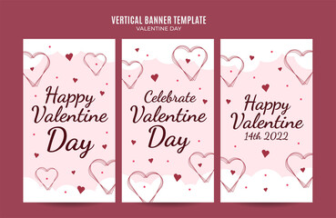 Happy Valentine day. Celebrated in February. Social media post, Poster, web banner, space area and background