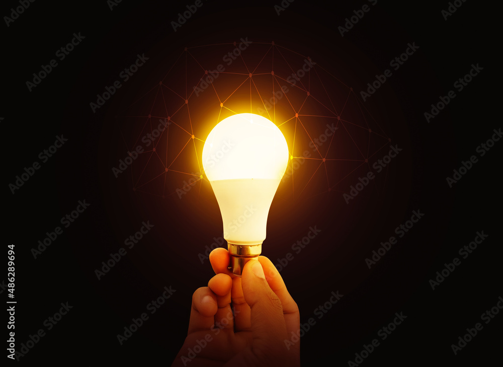 Aufkleber glowing bulb abstract background with futuristic technological evolution concept. ideas generating b