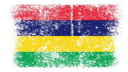 Obraz premium Mauritius Flag Distressed Grunge Vintage Retro. Isolated on White Background