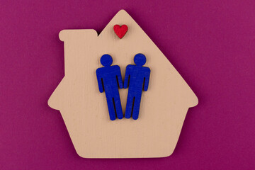 House symbol and same-sex couple.Same-sex relationship concept.