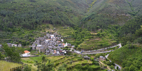 Fototapeta premium View over Piodao schist medieval mountain village, Serra da Estrela, Beira Alta, Portugal