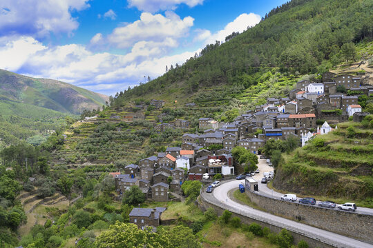 View over Piodao schist medieval mountain village, Serra da Estrela, Beira Alta, Portugal