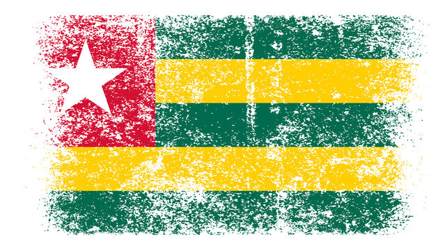 Togo Flag Distressed Grunge Vintage Retro. Isolated on White Background