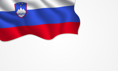 Slovenia flag waving illustration with copy space on isolated background