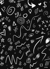Vector set of hand-drawn cartoon sign doodle