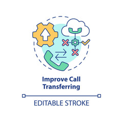 Improve call transferring concept icon. Easy communication. UCaaS usage benefits abstract idea thin line illustration. Isolated outline drawing. Editable stroke. Arial, Myriad Pro-Bold fonts used
