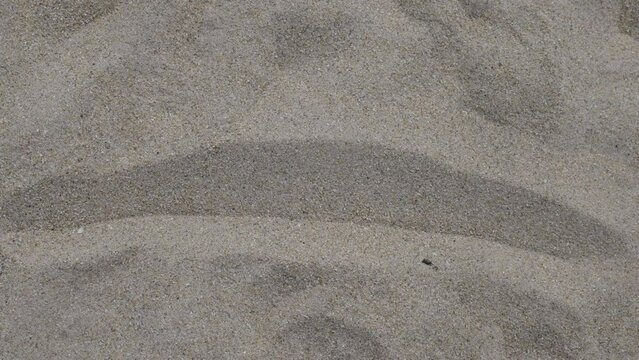 Foot draws line in sand. Shot from top down. Foot and sand beach footage