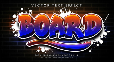 Board editable text style effect with gradient colors, fit for street art theme.