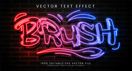 Brush editable text style effect with gradient colors, fit for neon street art theme. - obrazy, fototapety, plakaty