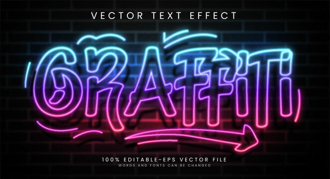 Graffiti editable text style effect with gradient colors, fit for neon street art theme.