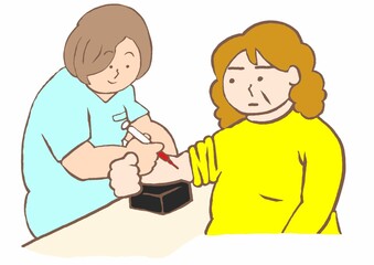 看護師から採血を受ける双極性障害の女性のイラスト