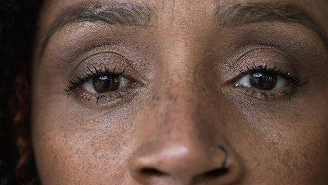 Person macro eyes close-up staring at camera