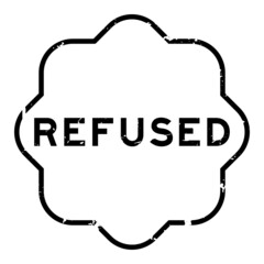 Grunge black refused word rubber seal stamp on white background
