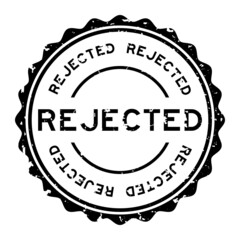 Grunge black rejected word round rubber seal stamp on white background