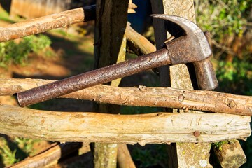 Hammer being used to hit a nail