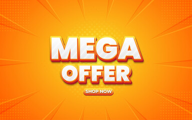 Mega offer banner with editable text effect.