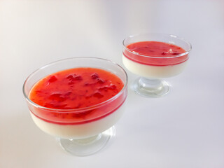 panna cotta in beautiful transparent bowls