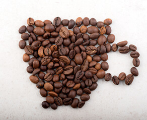 A cup of coffee beans. Top view