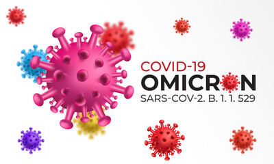 Omicron variant of Coronavirus COVID-19 illustration on isolated background