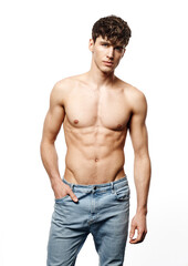 Fototapeta premium Portrait of sexy man without t-shirt