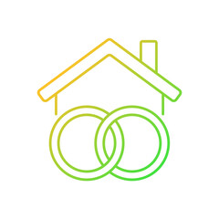 Community property gradient linear vector icon. Assets acquired during marriage. Marital property. Real estate. Thin line color symbol. Modern style pictogram. Vector isolated outline drawing