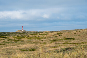 Fototapeta na wymiar Leuchtturm List Ost auf dem Lister Ellenbogen Insel Sylt