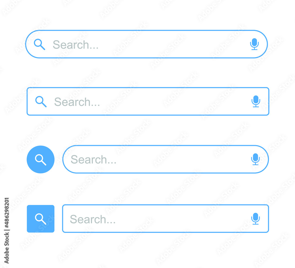 Poster search bar vector element design, set of search boxes ui template isolated on white background.