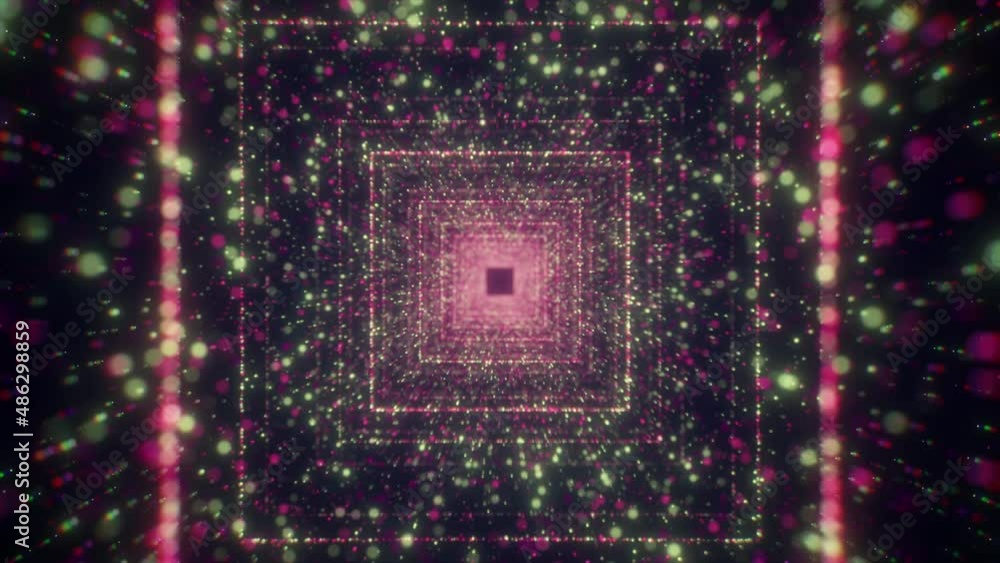 Poster square tunnel with sequins. motion. traffic in tunnel with lot of colorful parking spots. beautiful 