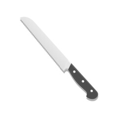 Bread Knife Flat Illustration. Clean Icon Element Design with Shadow on Isolated White Background